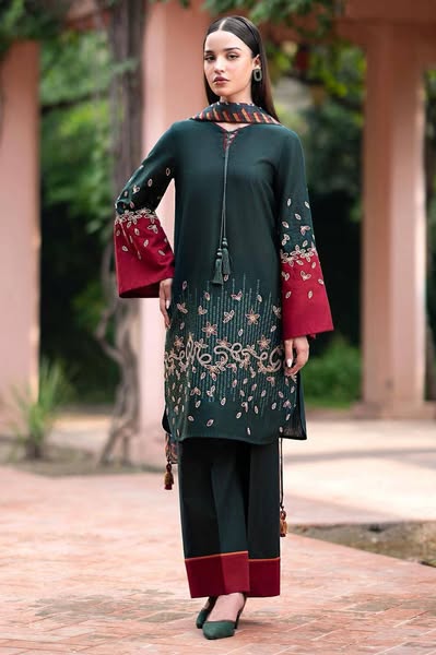 Jazmin Fully Embroidered LINEN 3Pc With Printed Chiffon Duppata