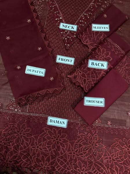 Brand :*CRIMSON* Front Full Heavy Chickenkari Embroidered
