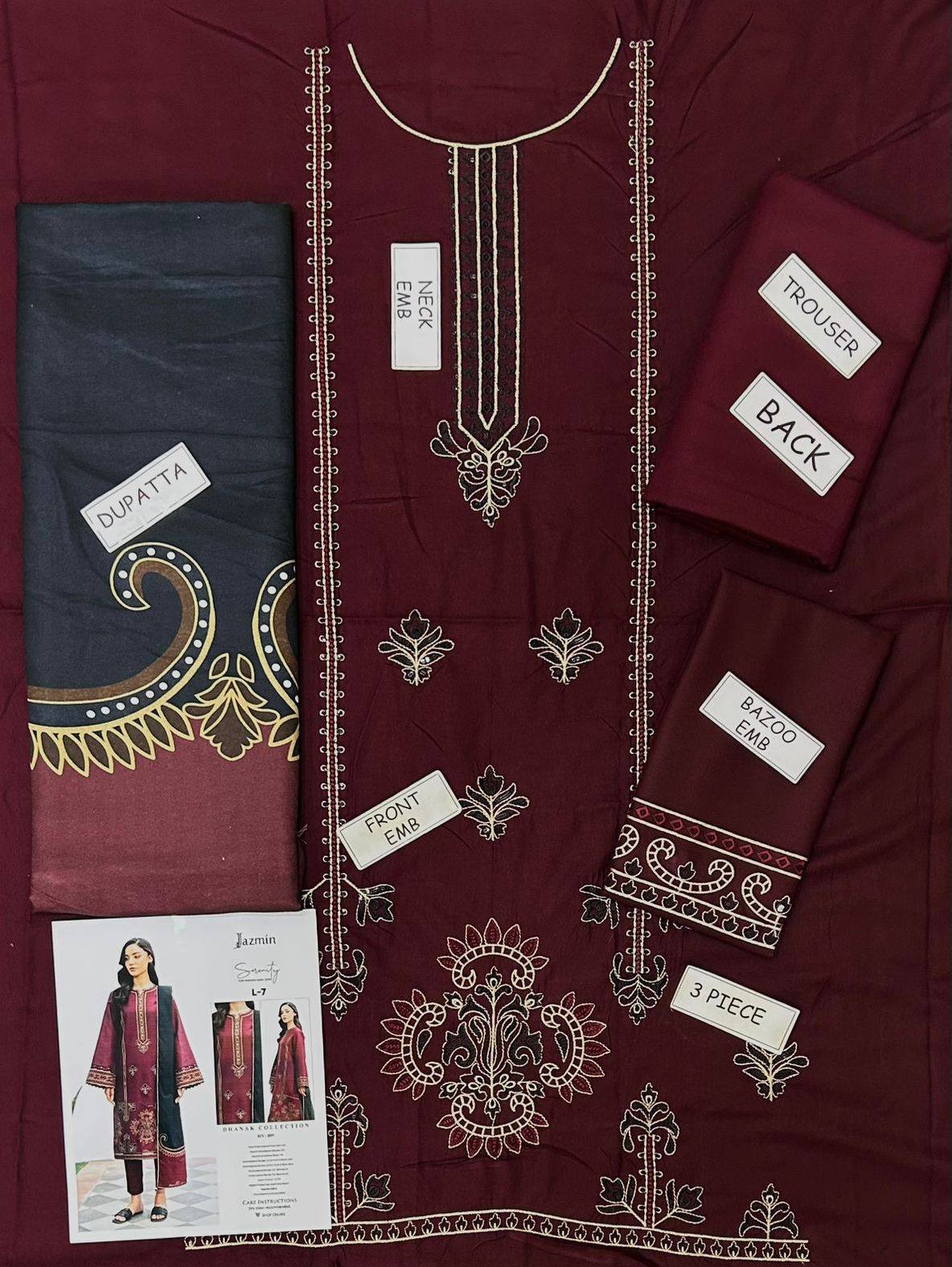 Jazmin MOST DEMANDING EDITION, 3PCS UNSTITCHED SUIT