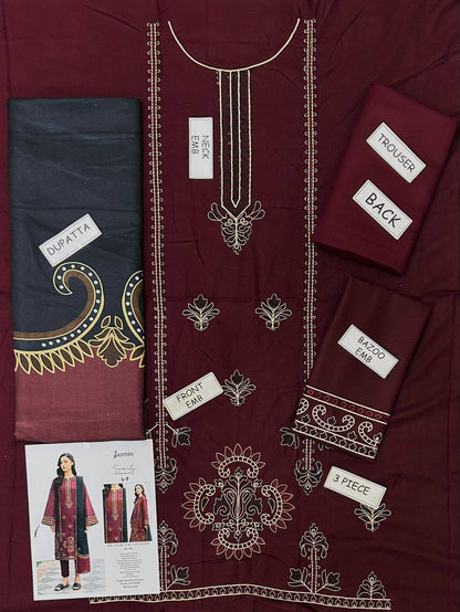 Jazmin MOST DEMANDING EDITION, 3PCS UNSTITCHED SUIT