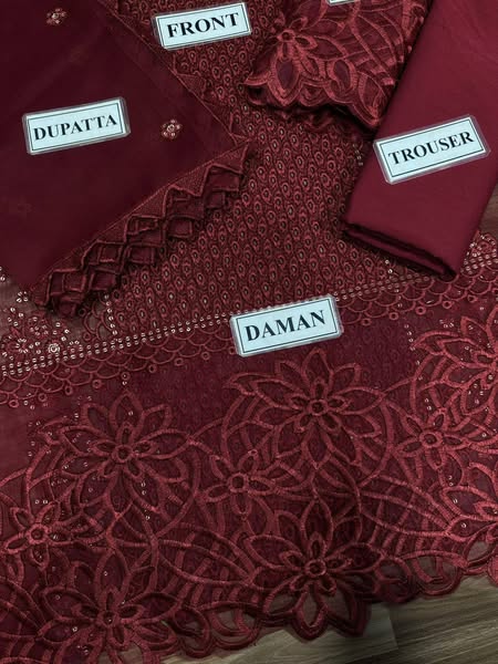 Brand :*CRIMSON* Front Full Heavy Chickenkari Embroidered
