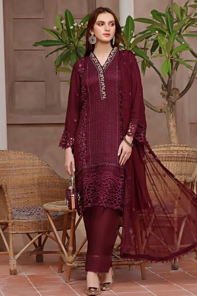 Brand :*CRIMSON* Front Full Heavy Chickenkari Embroidered