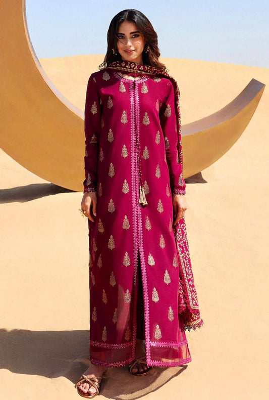 Jazmin Fully Embroidered LINEN 3Pc With Printed Chiffon Duppata