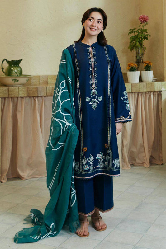 Jazmin Fully Embroidered LINEN 3Pc With Printed Chiffon Duppata