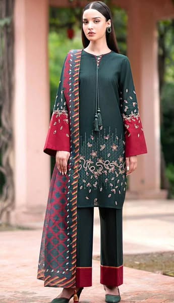 Jazmin Fully Embroidered LINEN 3Pc With Printed Chiffon Duppata