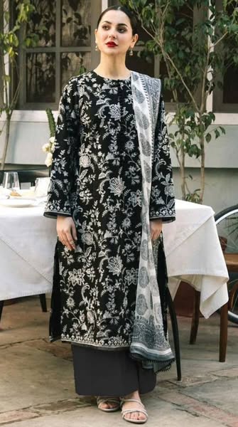 Jazmin Fully Embroidered LINEN 3Pc With Printed Chiffon Duppata