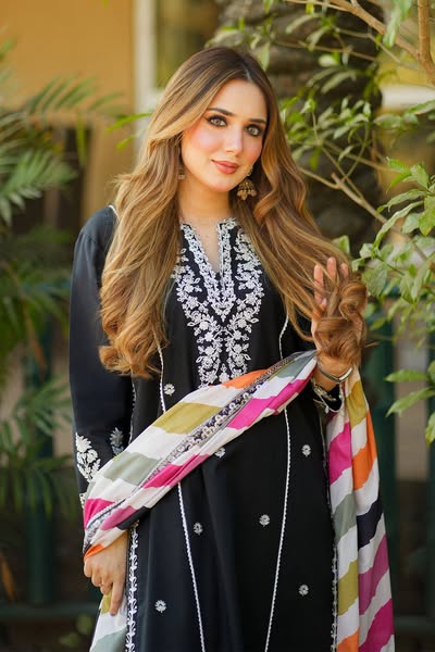 Jazmin Fully Embroidered LINEN 3Pc With Printed Chiffon Duppata