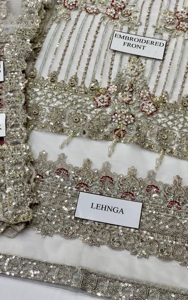 Net embroidered hand embellished luxury wedding unstitched 3pc FABRIC